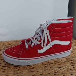 Men's Old Skool High Top Vans-Red-10.5